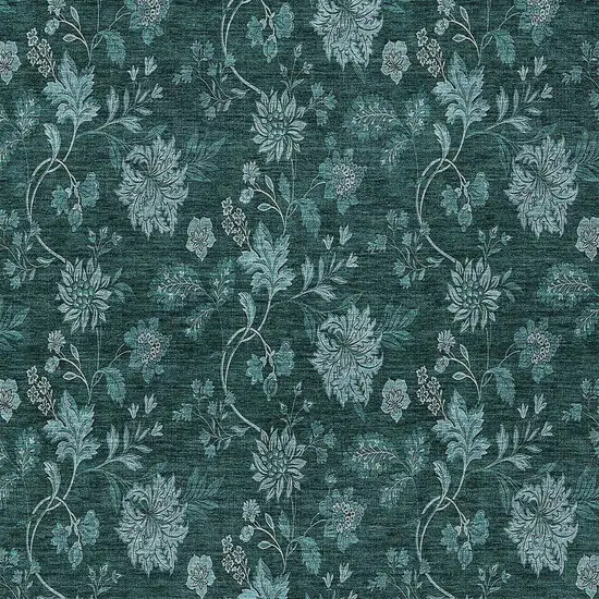 Teal Blue And Aqua Floral Washable Indoor Outdoor Area Rug Photo 6