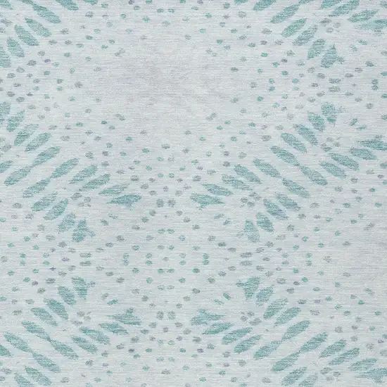 Teal Blue And Aqua Floral Washable Indoor Outdoor Area Rug Photo 6
