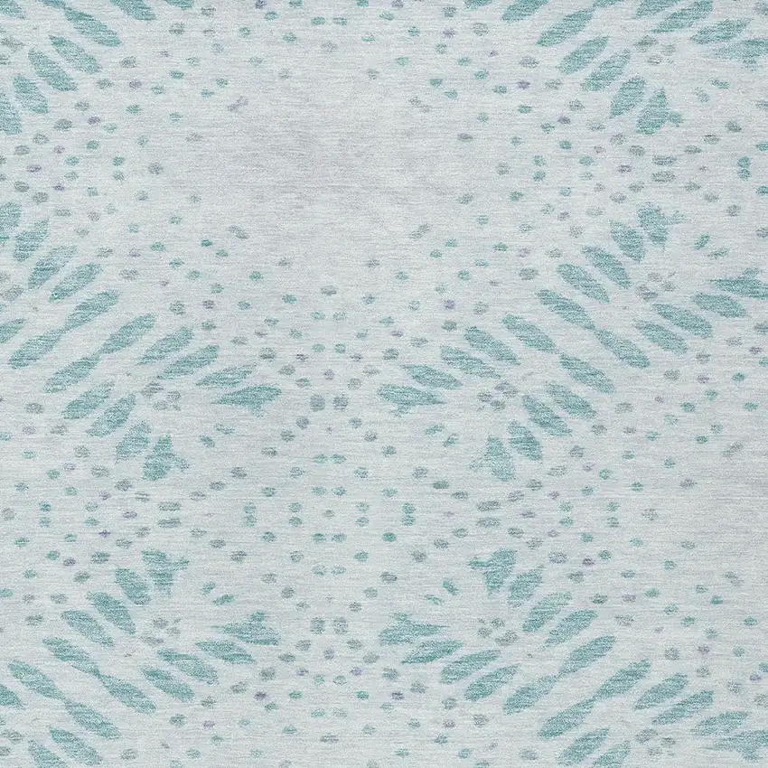 Teal Blue And Aqua Floral Washable Indoor Outdoor Area Rug Photo 6