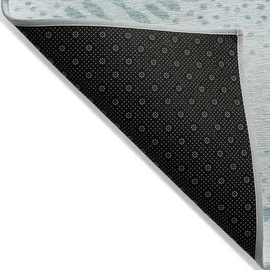 Teal Blue And Aqua Floral Washable Indoor Outdoor Area Rug Photo 4