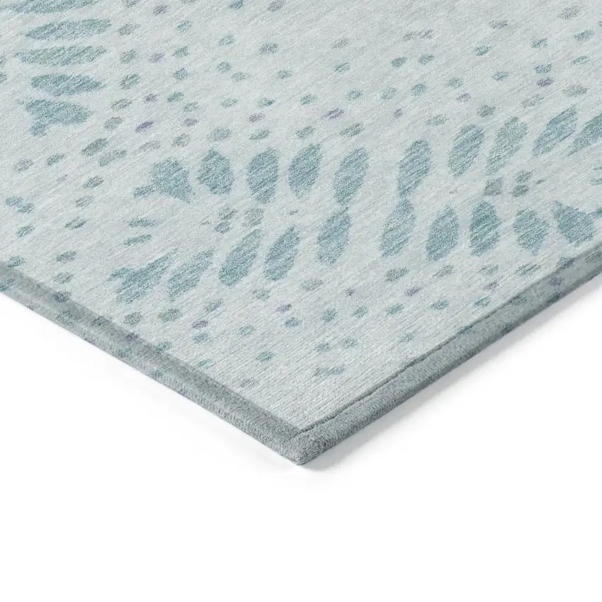 Teal Blue And Aqua Floral Washable Indoor Outdoor Area Rug Photo 5