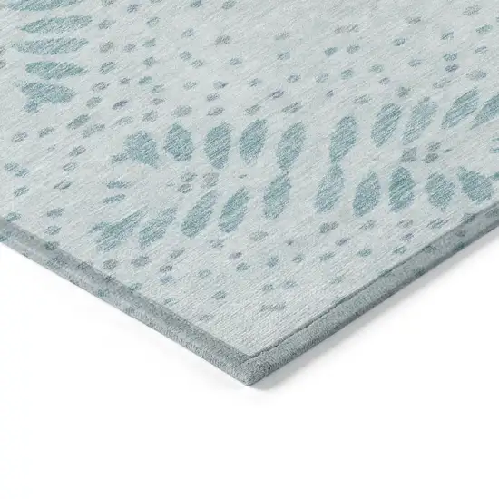 Teal Blue And Aqua Floral Washable Indoor Outdoor Area Rug Photo 5