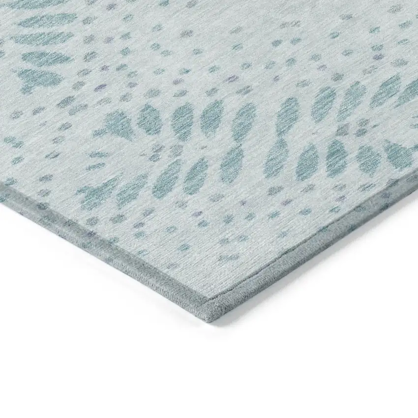 Teal Blue And Aqua Floral Washable Indoor Outdoor Area Rug Photo 5
