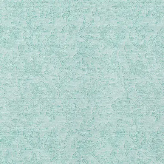 Teal Blue And Aqua Floral Washable Indoor Outdoor Area Rug Photo 8