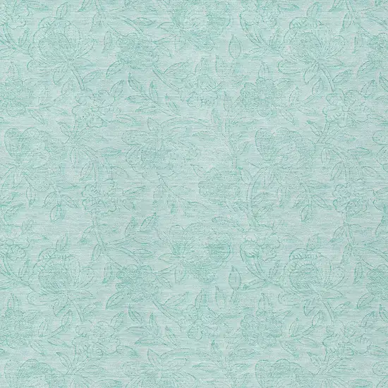 Teal Blue And Aqua Floral Washable Indoor Outdoor Area Rug Photo 9