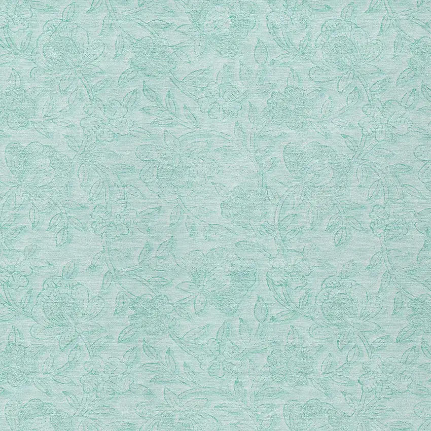 Teal Blue And Aqua Floral Washable Indoor Outdoor Area Rug Photo 9