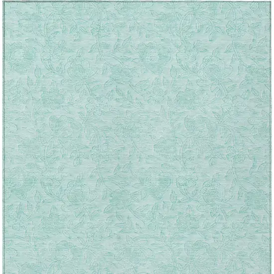 Teal Blue And Aqua Floral Washable Indoor Outdoor Area Rug Photo 6