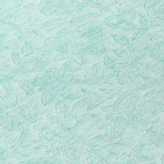 Teal Blue And Aqua Floral Washable Indoor Outdoor Area Rug Photo 8