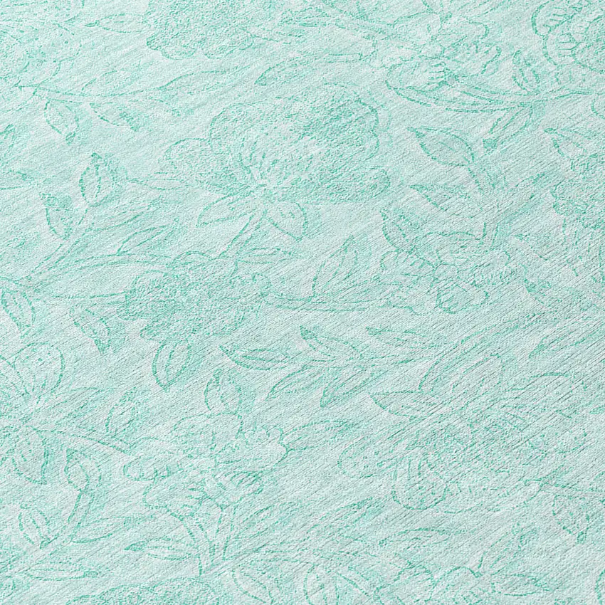 Teal Blue And Aqua Floral Washable Indoor Outdoor Area Rug Photo 8