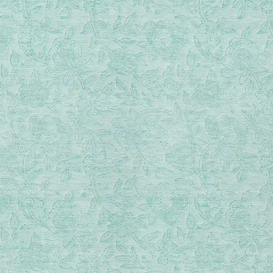 Teal Blue And Aqua Floral Washable Indoor Outdoor Area Rug Photo 6