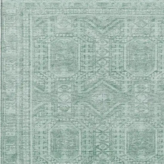 Teal Blue And Aqua Geometric Washable Indoor Outdoor Area Rug Photo 3