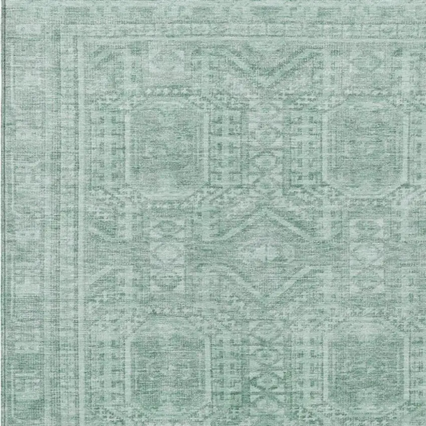 Teal Blue And Aqua Geometric Washable Indoor Outdoor Area Rug Photo 3