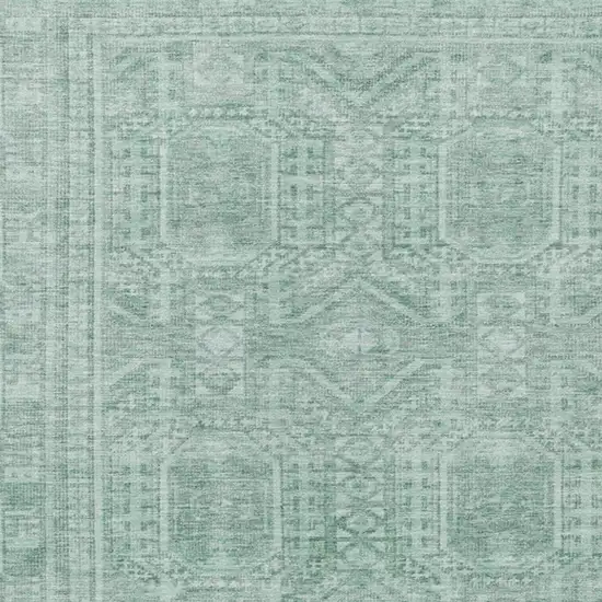 Teal Blue And Aqua Geometric Washable Indoor Outdoor Area Rug Photo 4