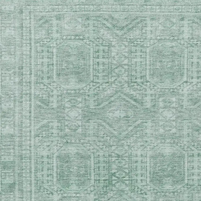 Teal Blue And Aqua Geometric Washable Indoor Outdoor Area Rug Photo 4