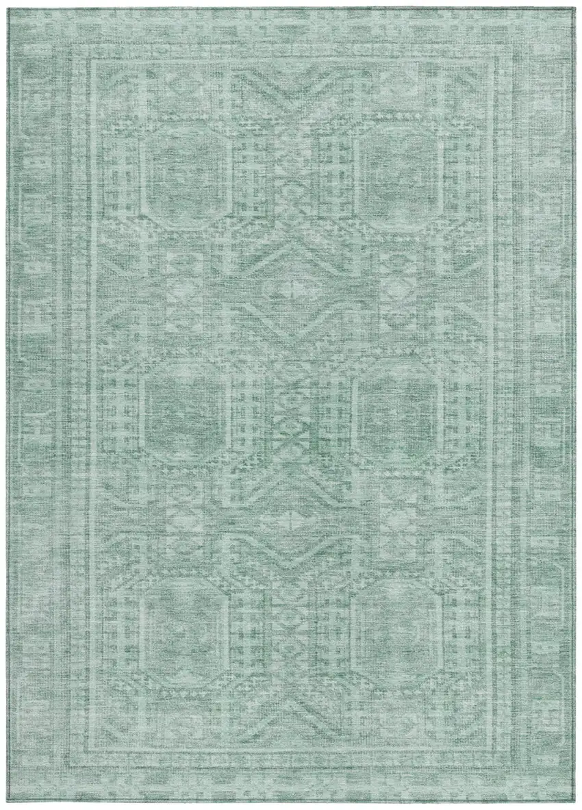 Teal Blue And Aqua Geometric Washable Indoor Outdoor Area Rug Photo 3