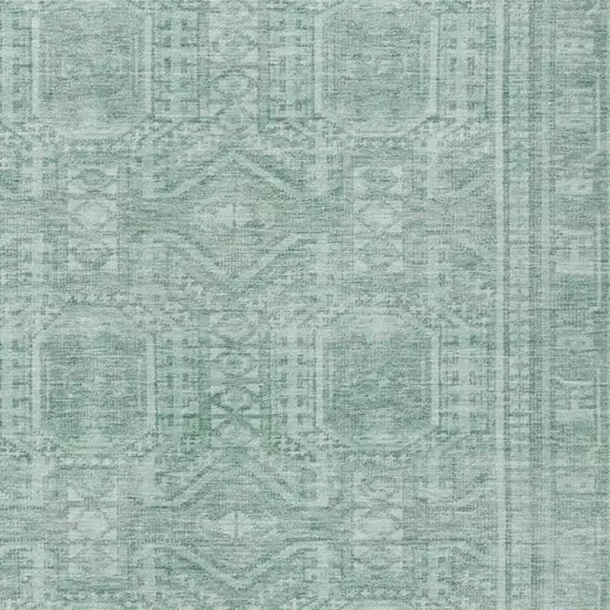 Teal Blue And Aqua Geometric Washable Indoor Outdoor Area Rug Photo 6