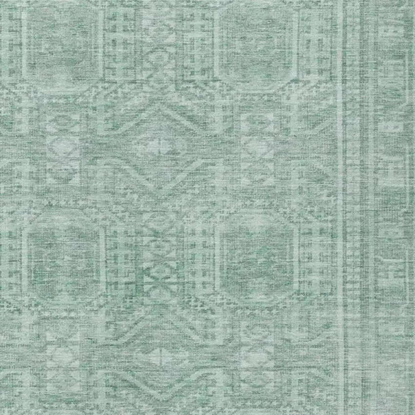 Teal Blue And Aqua Geometric Washable Indoor Outdoor Area Rug Photo 6