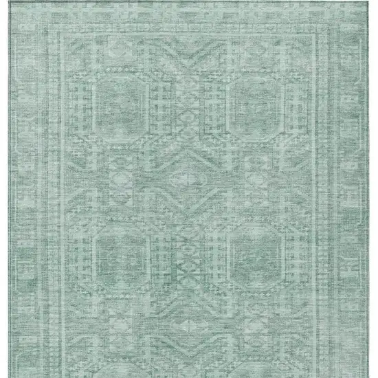 Teal Blue And Aqua Geometric Washable Indoor Outdoor Area Rug Photo 4