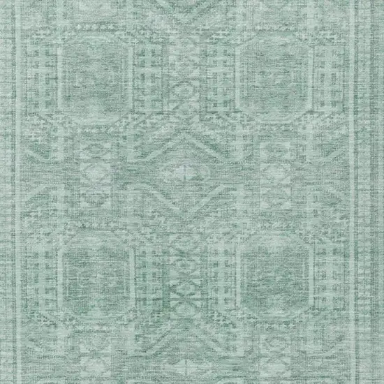 Teal Blue And Aqua Geometric Washable Indoor Outdoor Area Rug Photo 3