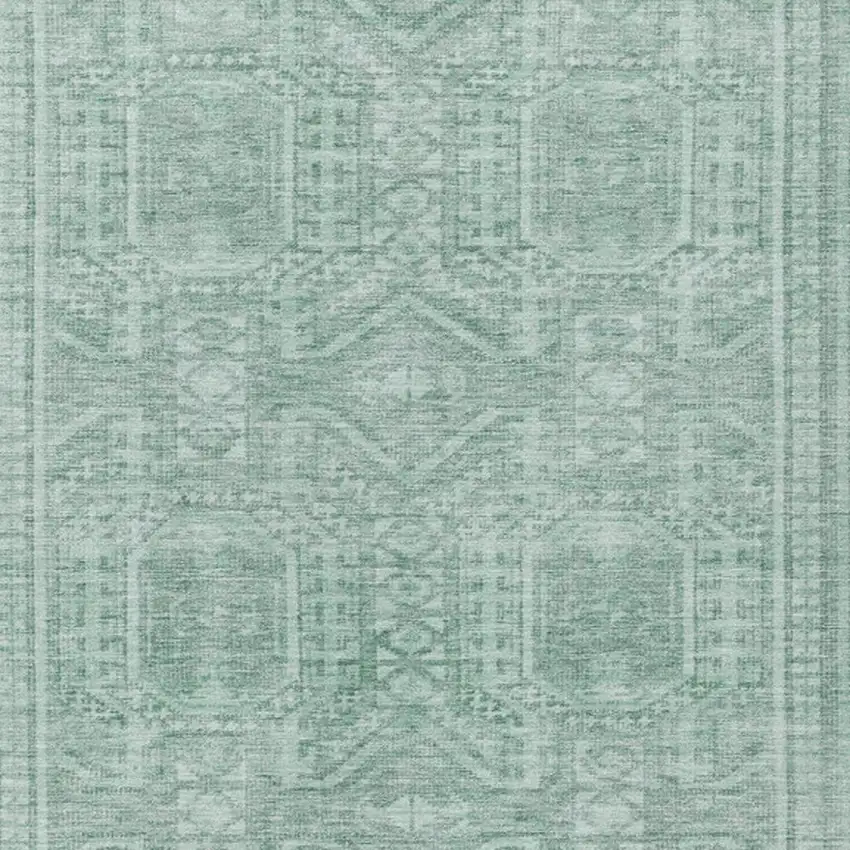 Teal Blue And Aqua Geometric Washable Indoor Outdoor Area Rug Photo 3