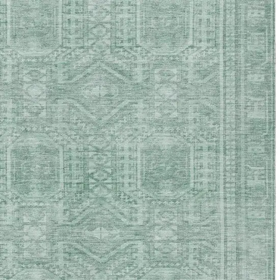 Teal Blue And Aqua Geometric Washable Indoor Outdoor Area Rug Photo 3