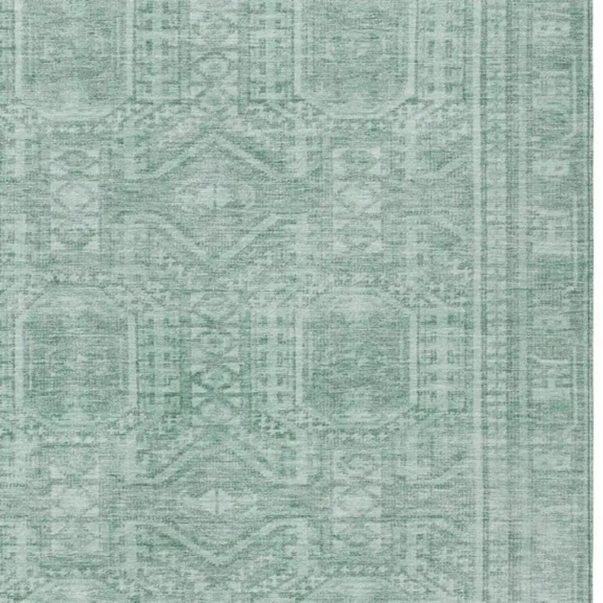 Teal Blue And Aqua Geometric Washable Indoor Outdoor Area Rug Photo 3