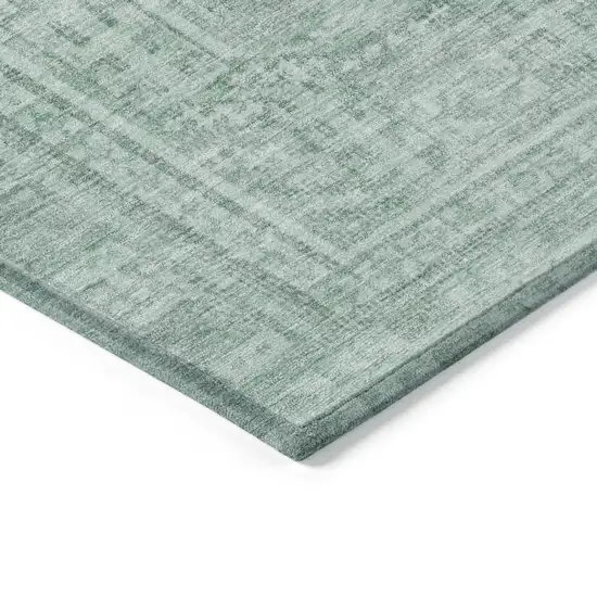 Teal Blue And Aqua Geometric Washable Indoor Outdoor Area Rug Photo 9