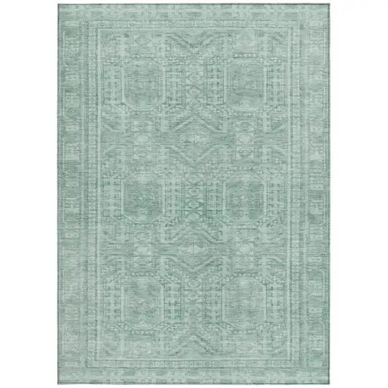 Teal Blue And Aqua Geometric Washable Indoor Outdoor Area Rug Photo 4