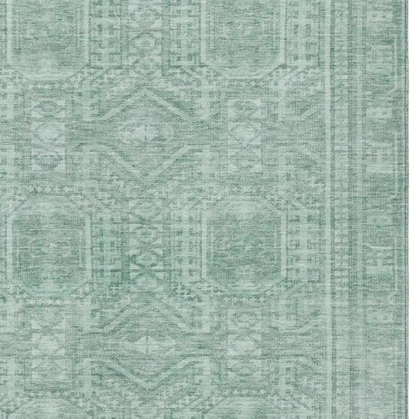 Teal Blue And Aqua Geometric Washable Indoor Outdoor Area Rug Photo 3
