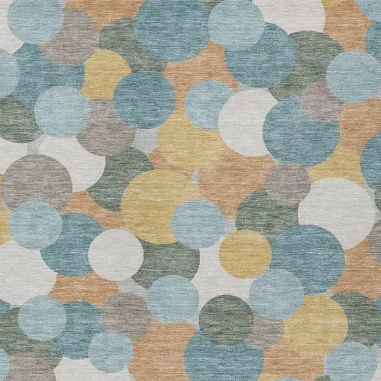 Teal Blue And Aqua Geometric Washable Indoor Outdoor Area Rug Photo 2