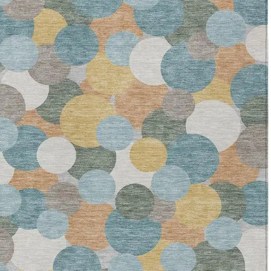 Teal Blue And Aqua Geometric Washable Indoor Outdoor Area Rug Photo 2