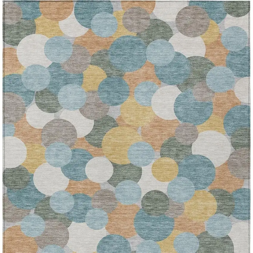 Teal Blue And Aqua Geometric Washable Indoor Outdoor Area Rug Photo 3