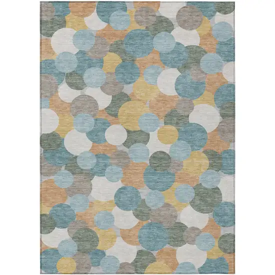 Teal Blue And Aqua Geometric Washable Indoor Outdoor Area Rug Photo 1