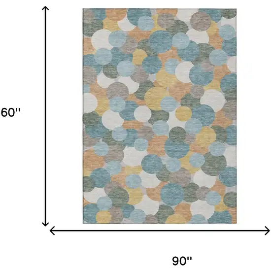 Teal Blue And Aqua Geometric Washable Indoor Outdoor Area Rug Photo 6