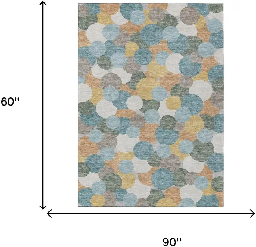 Teal Blue And Aqua Geometric Washable Indoor Outdoor Area Rug Photo 6