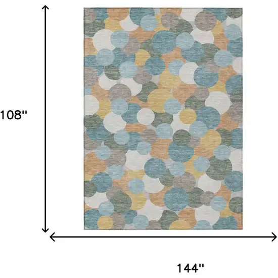 Teal Blue And Aqua Geometric Washable Indoor Outdoor Area Rug Photo 6