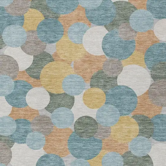 Teal Blue And Aqua Geometric Washable Indoor Outdoor Area Rug Photo 2