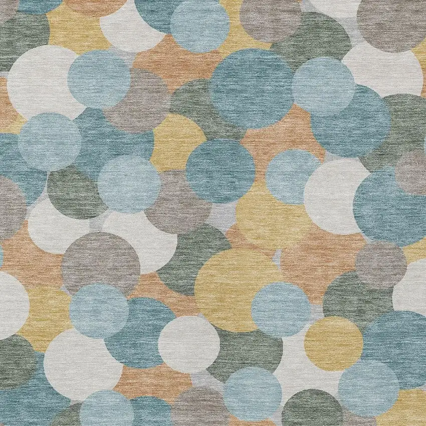 Teal Blue And Aqua Geometric Washable Indoor Outdoor Area Rug Photo 2