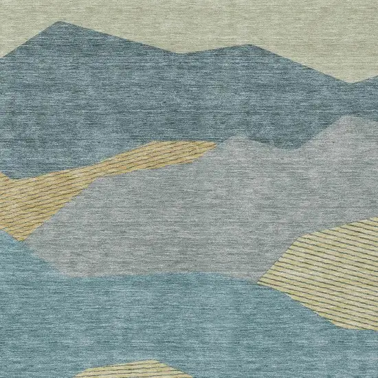 Teal Blue And Aqua Geometric Washable Indoor Outdoor Area Rug Photo 2