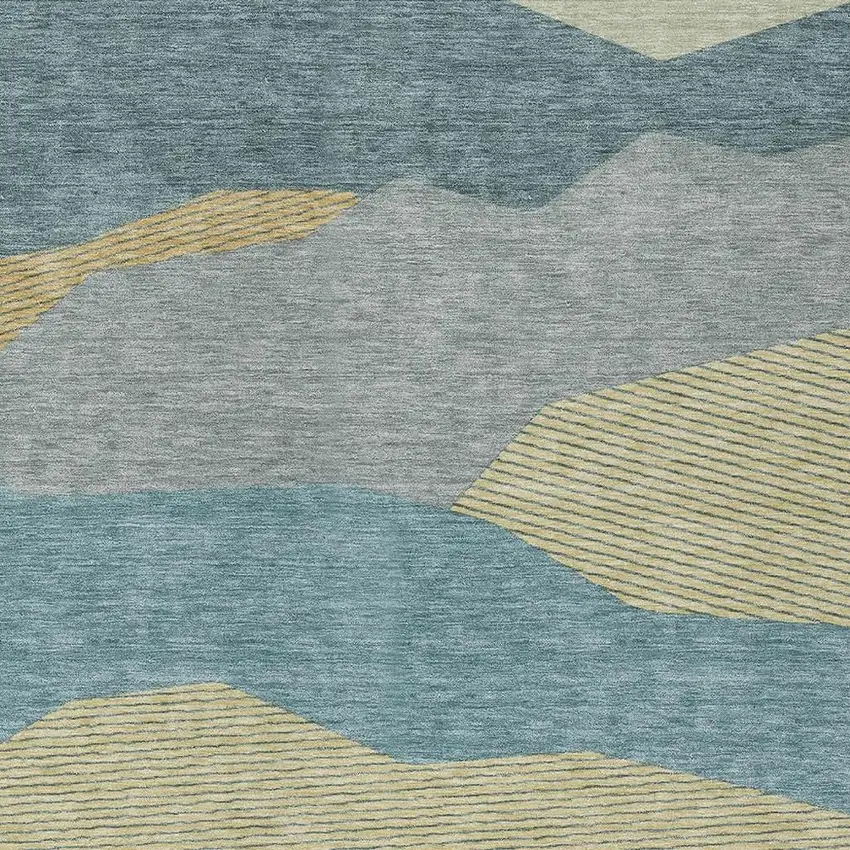 Teal Blue And Aqua Geometric Washable Indoor Outdoor Area Rug Photo 2