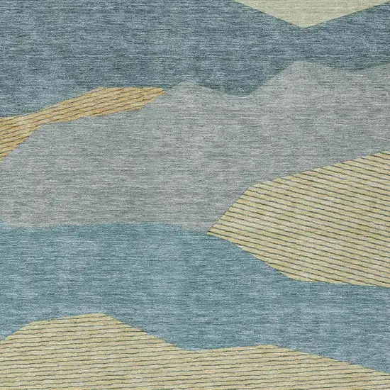Teal Blue And Aqua Geometric Washable Indoor Outdoor Area Rug Photo 2