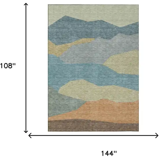 Teal Blue And Aqua Geometric Washable Indoor Outdoor Area Rug Photo 6