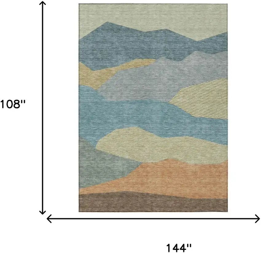 Teal Blue And Aqua Geometric Washable Indoor Outdoor Area Rug Photo 6