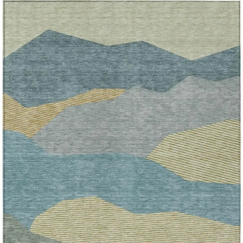 Teal Blue And Aqua Geometric Washable Indoor Outdoor Area Rug Photo 3