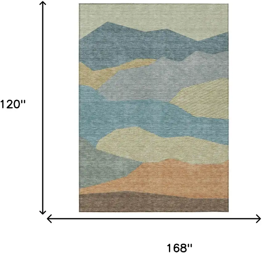 Teal Blue And Aqua Geometric Washable Indoor Outdoor Area Rug Photo 6