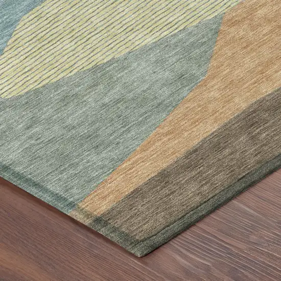 Teal Blue And Aqua Geometric Washable Indoor Outdoor Area Rug Photo 4
