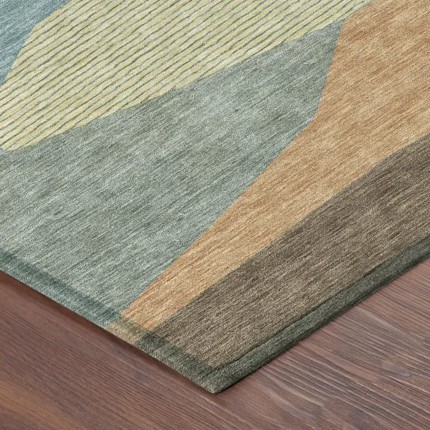 Teal Blue And Aqua Geometric Washable Indoor Outdoor Area Rug Photo 4