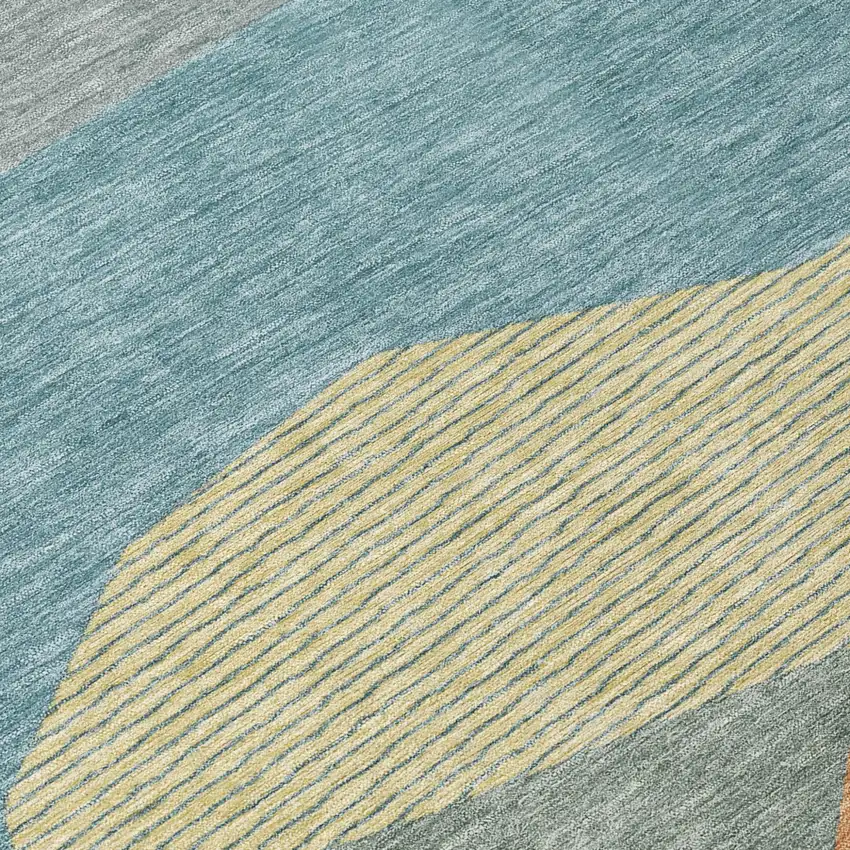 Teal Blue And Aqua Geometric Washable Indoor Outdoor Area Rug Photo 5