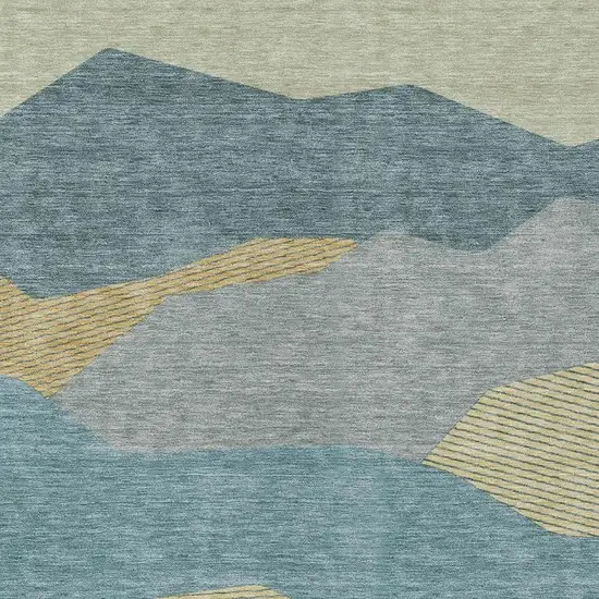 Teal Blue And Aqua Geometric Washable Indoor Outdoor Area Rug Photo 2