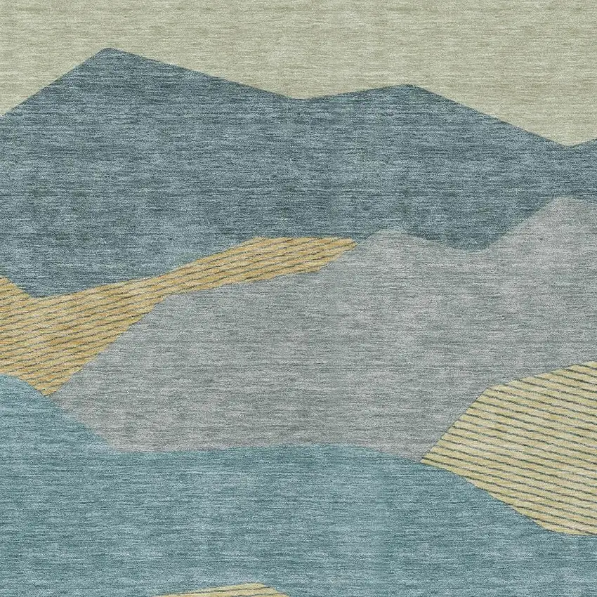 Teal Blue And Aqua Geometric Washable Indoor Outdoor Area Rug Photo 2